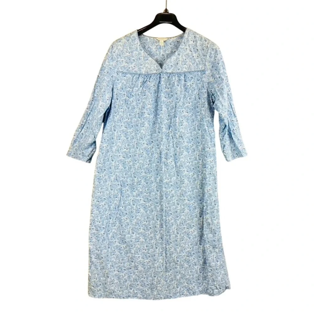Charter Club Womans 2X Sleep Dress Nightgown Maxie Long Sleeve 100% Cotton